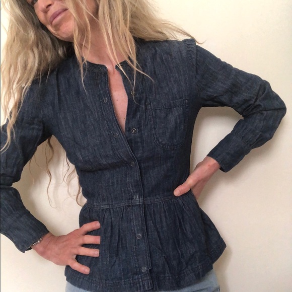LUCKY BRAND True Indigo Denim Western Snap Shirt Size 2 EUC - Picture 3 of 14